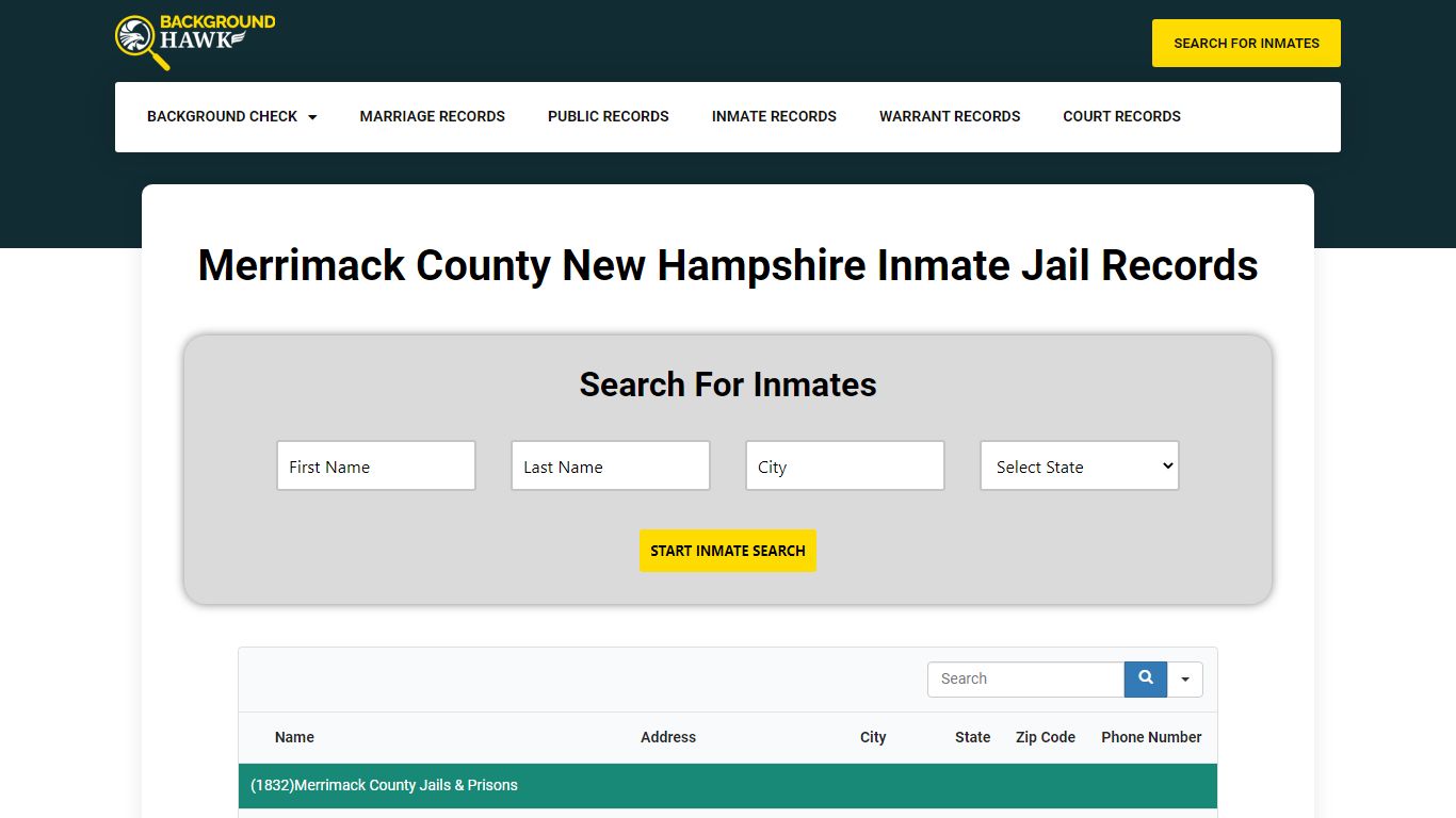 Inmate Jail Records in Merrimack County , New Hampshire